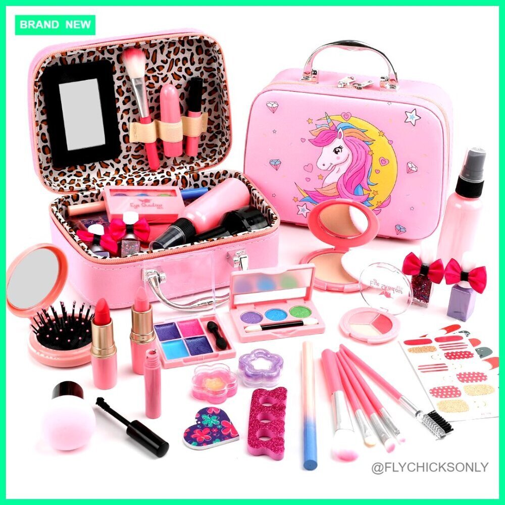 Kids Washable Makeup Toy Set 25 PCS Pretend Play Gift for Girls